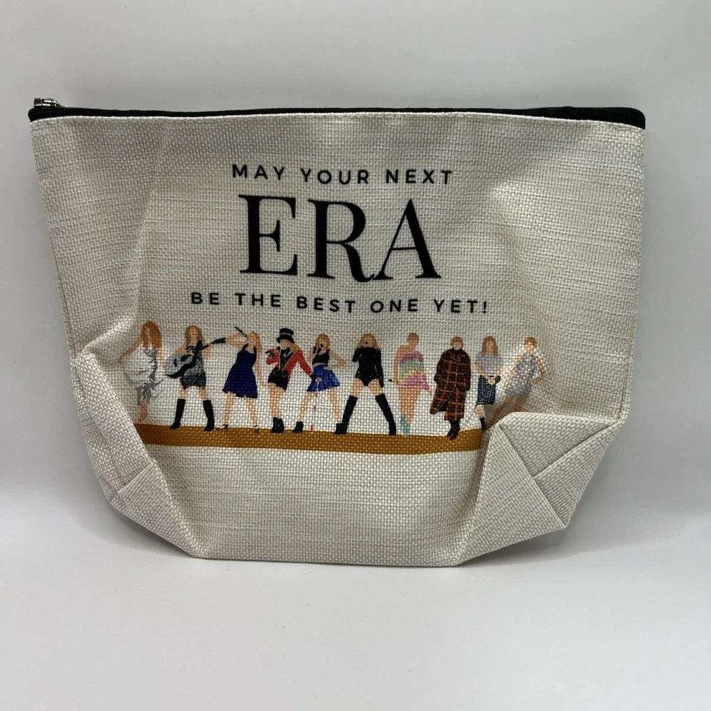 Taylor Swift Eras Tour Makeup Cosmetic Bag Off‎ White Color Zippered Pouch